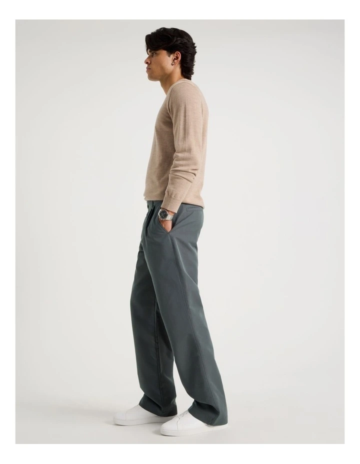 Crew Neck Merino Wool Knit in Oatmeal image 3