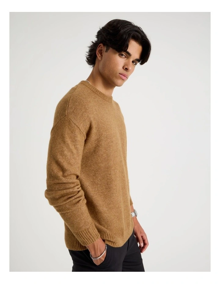 Crew Neck Lofty Knit in Beige image 2