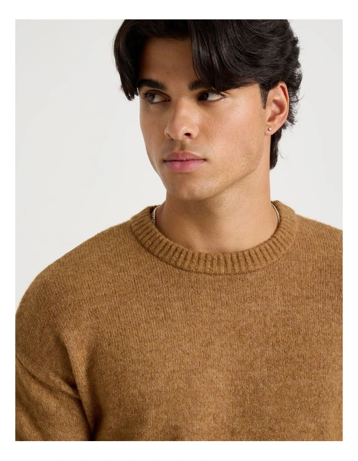 Crew Neck Lofty Knit in Beige image 4