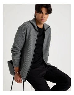 Zip Through Knit in Grey