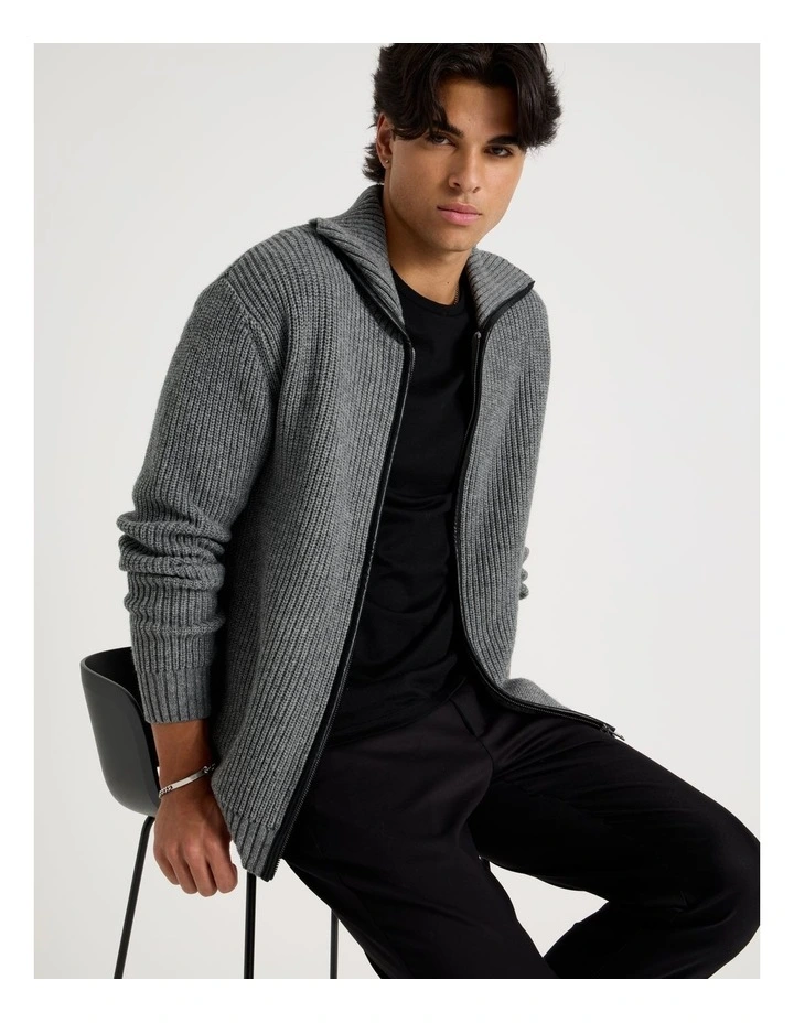 Zip Through Knit in Grey image 1