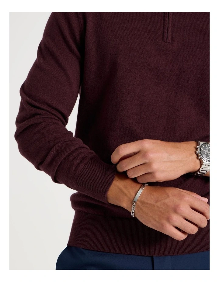 Long Sleeve 1/4 Zip Knit Polo in Burgundy image 3