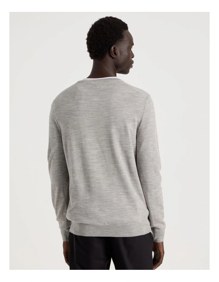 Merino Wool Henley Knit in Grey image 6
