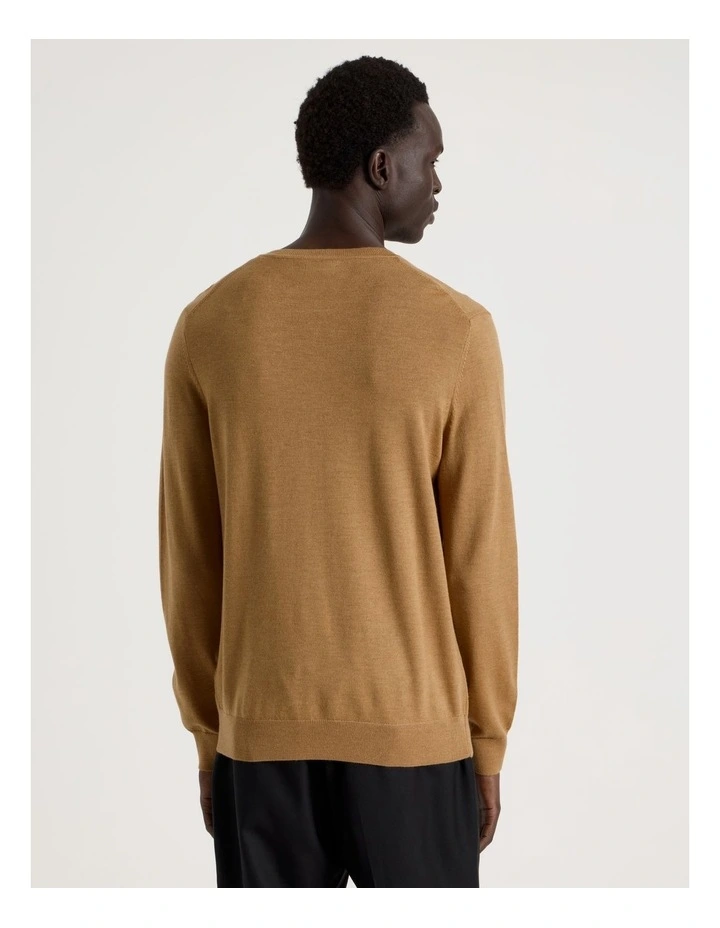 Merino Wool Henley Knit Tan image 6