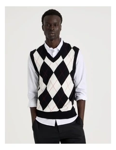 Argyle Vest in Black