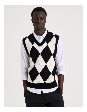 Argyle Vest in Black