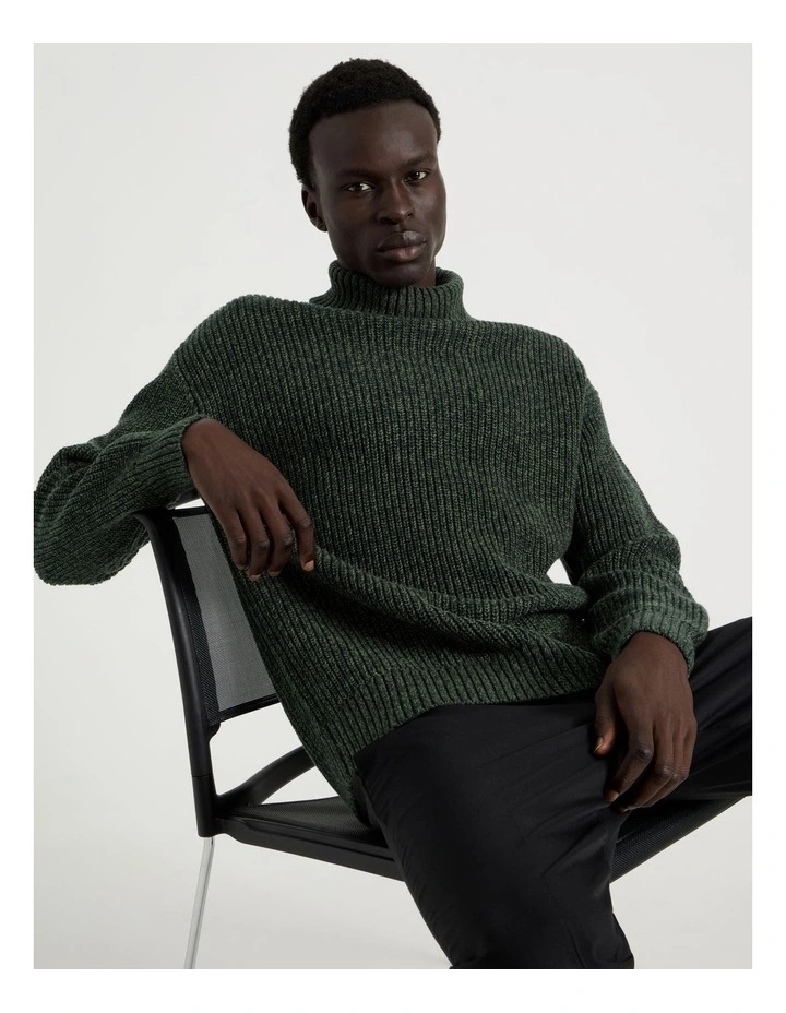 Roll Neck Knit in Green image 6