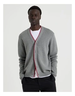 Contrast Detail Cardigan in Charcoal