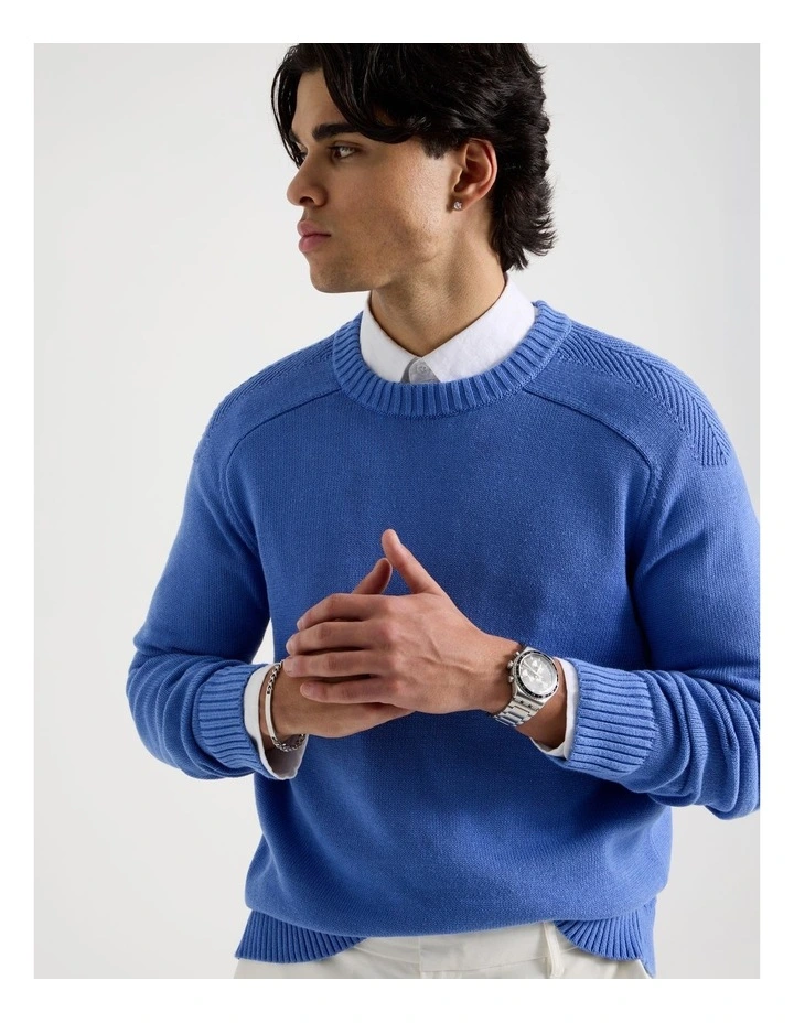 Crew Neck Knit in Blue image 3