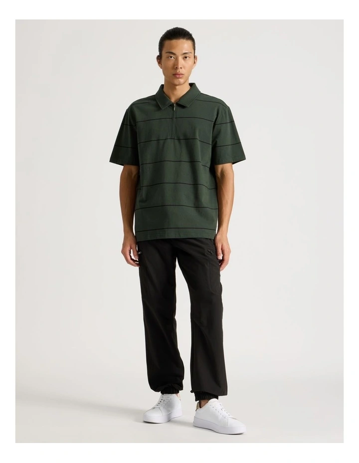 Striped 1/4 Zip Polo in Green image 2