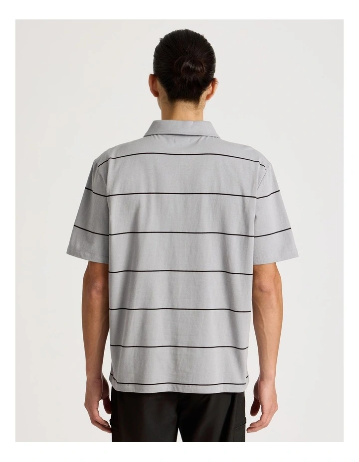 Striped 1/4 Zip Polo in Grey image 5