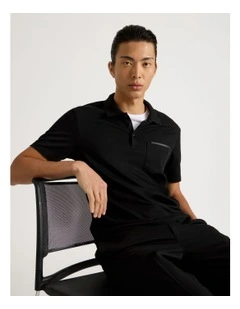 Double Pocket Polo in Black