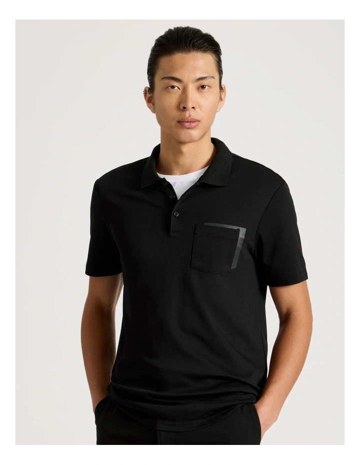 Double Pocket Polo in Black image 2