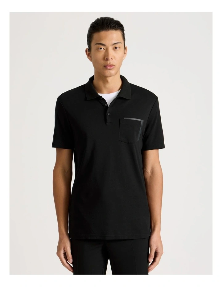 Double Pocket Polo in Black image 5
