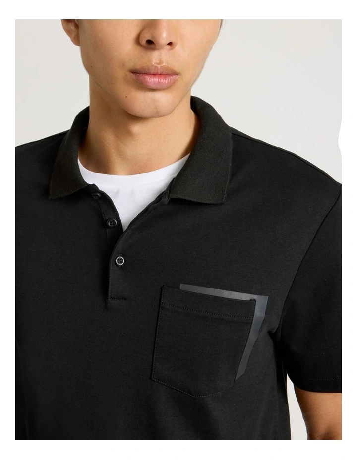 Double Pocket Polo in Black image 7