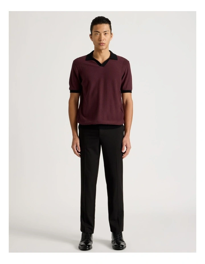 Johnny Collar Short Sleeve Knit Polo in Burgundy image 3