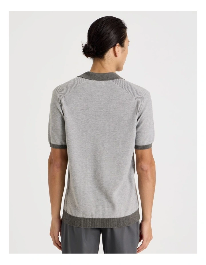 Johnny Collar Short Sleeve Knit Polo in Grey image 6