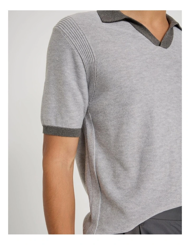 Johnny Collar Short Sleeve Knit Polo in Grey image 7