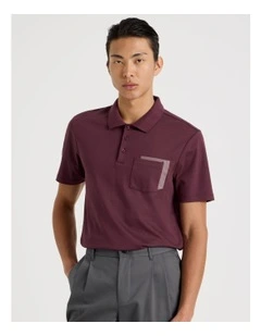 Double Pocket Polo in Burgundy