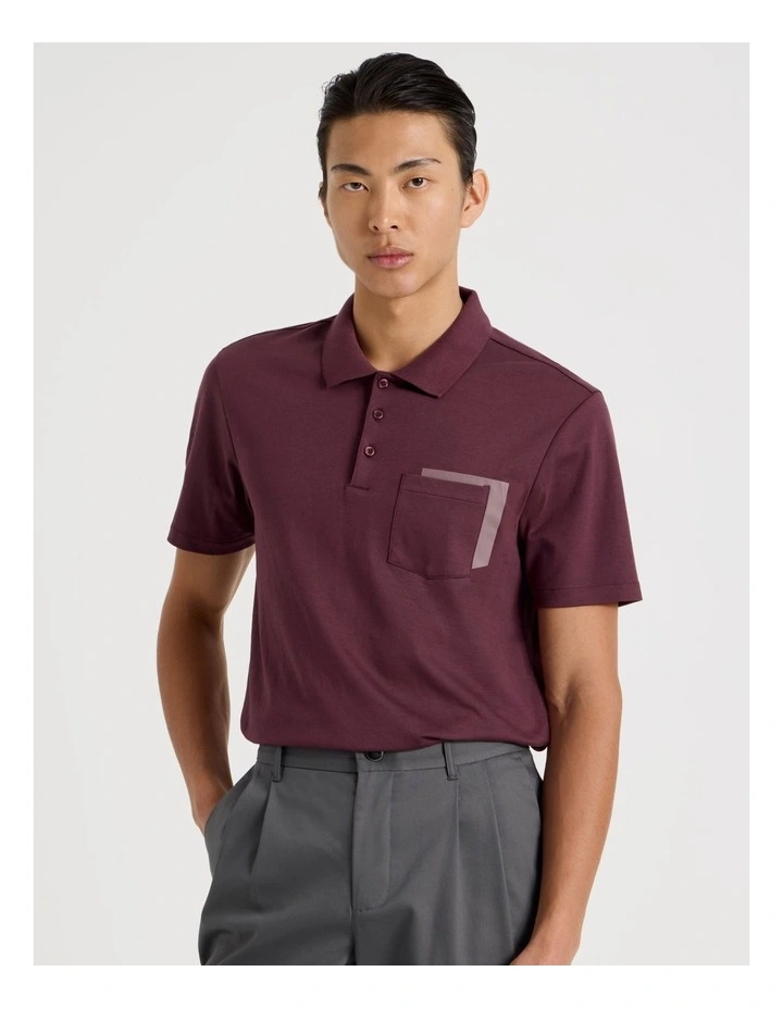 Double Pocket Polo in Burgundy image 1