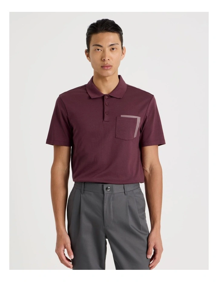 Double Pocket Polo in Burgundy image 4