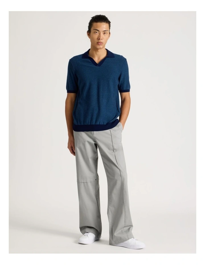Johnny Collar Short Sleeve Knit Polo in Blue image 2