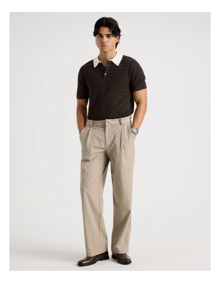 Textured Knit Short Sleeve Polo in Chocolate image 2