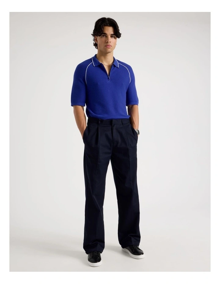 Seam Detail Zip Polo in Cobalt image 2