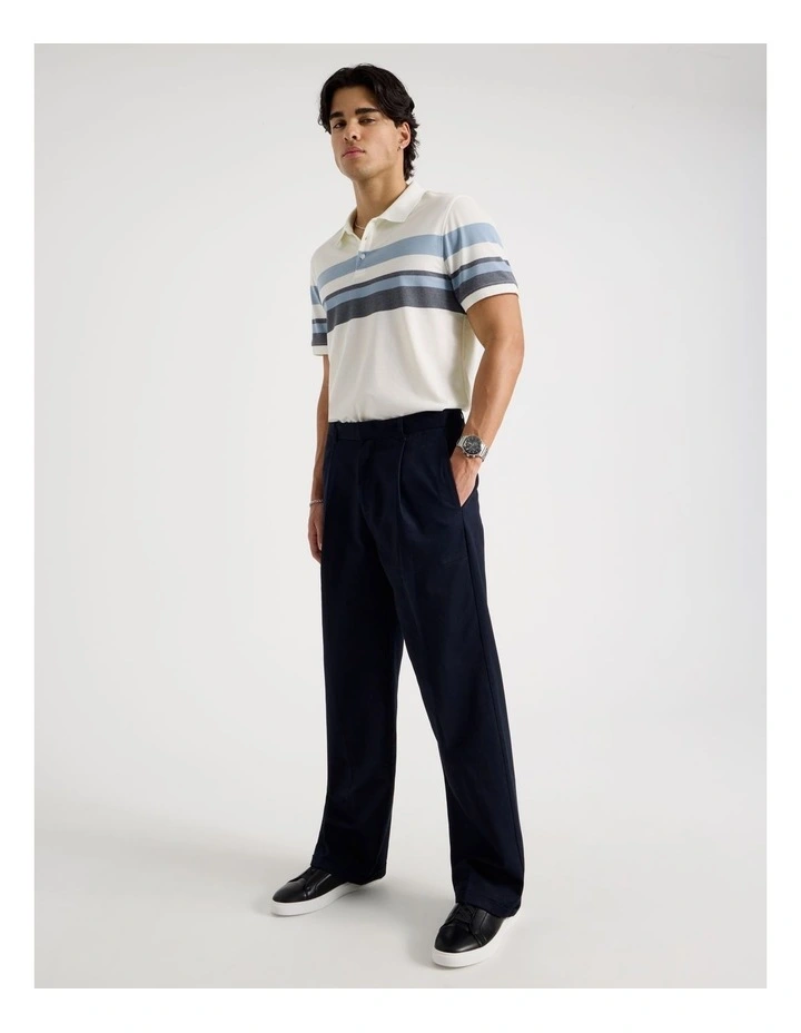 Jersey Chest Stripe Polo in Ecru image 3