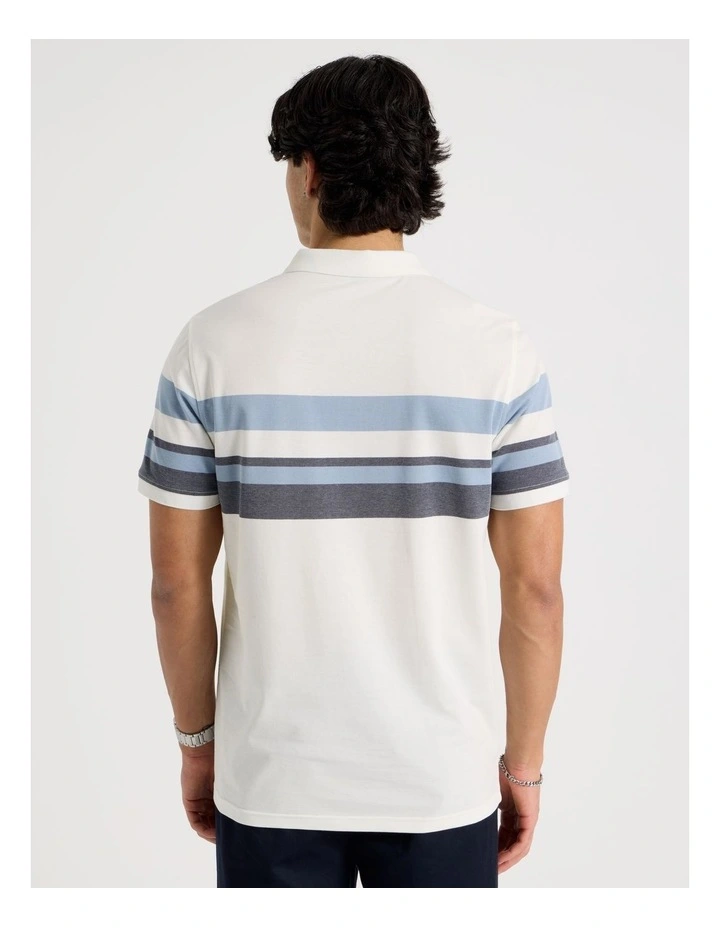 Jersey Chest Stripe Polo in Ecru image 5