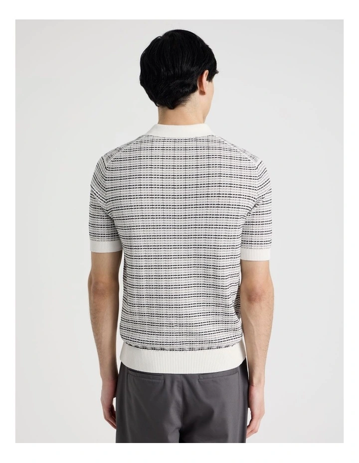 Grid Knit Short Sleeve Polo in Charcoal image 6