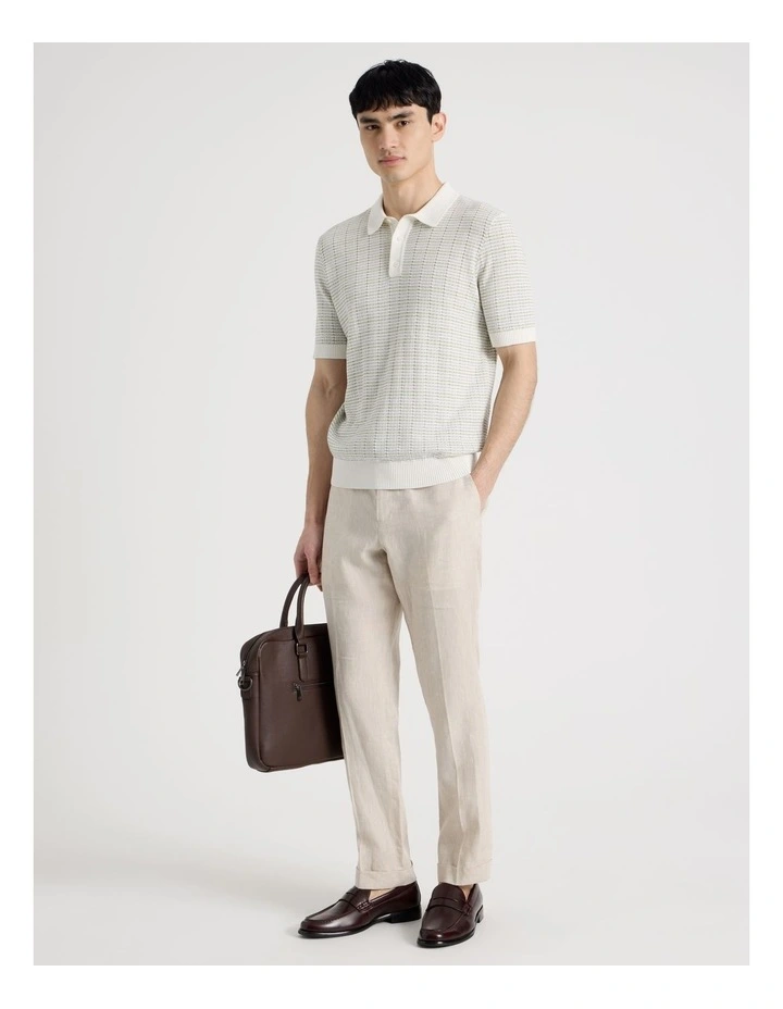 Grid Knit Short Sleeve Polo in Sage image 2