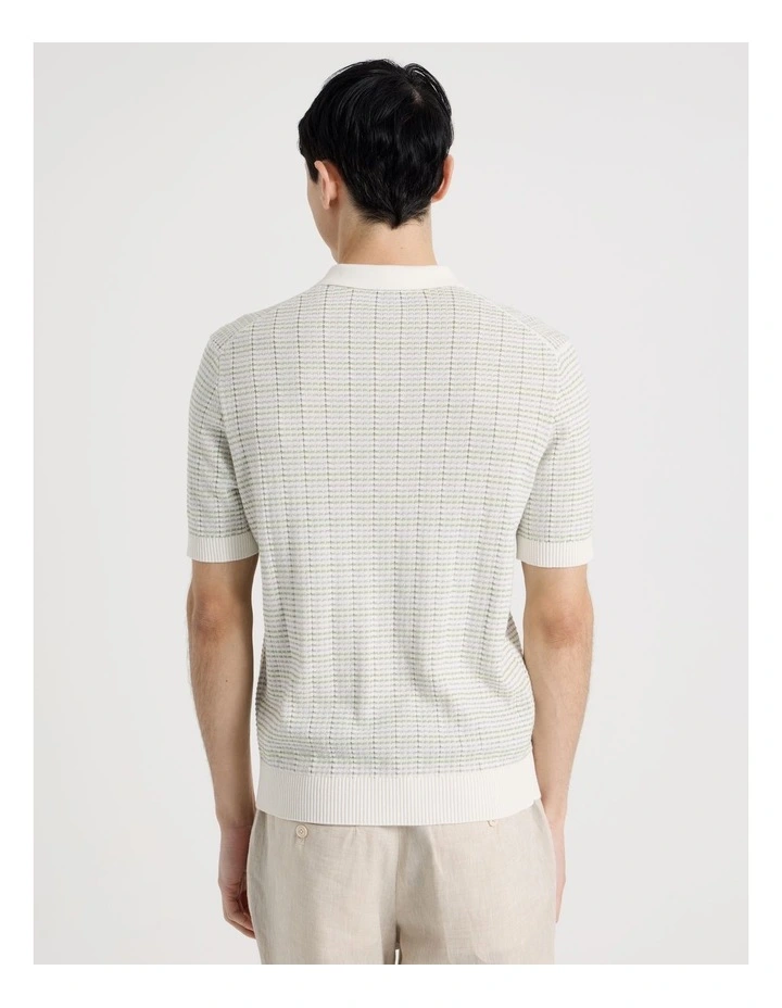 Grid Knit Short Sleeve Polo in Sage image 6