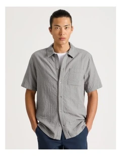Cotton Short Sleeve Shirt in Grey