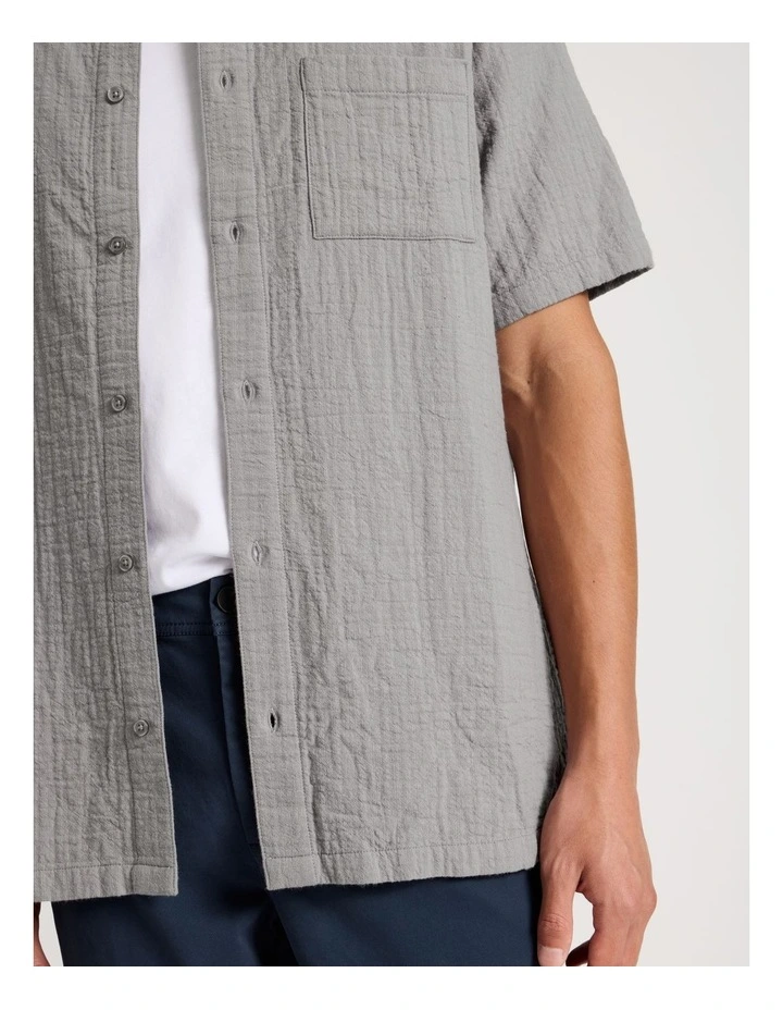Cotton Short Sleeve Shirt in Grey image 5