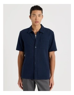 Cotton Short Sleeve Shirt in Navy