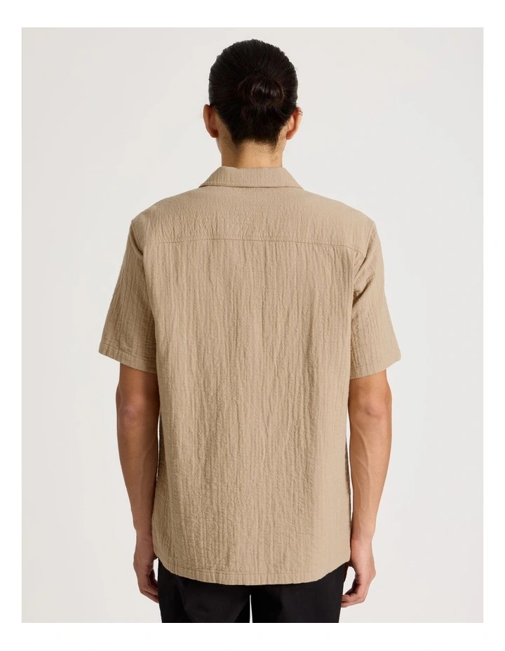 Cotton Short Sleeve Shirt in Beige image 6