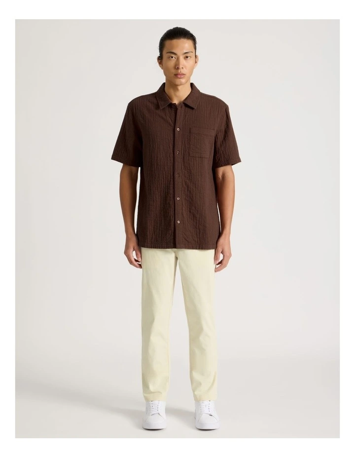 Cotton Short Sleeve Shirt in Brown image 4