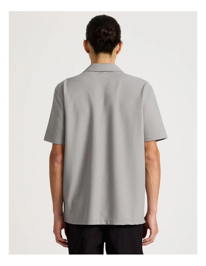 Relaxed Short Sleeve Textured Shirt in Grey image 6