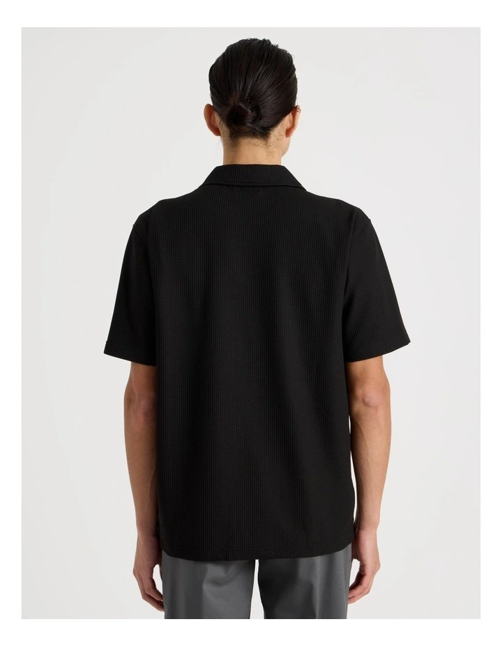 Relaxed Short Sleeve Textured Shirt in Black image 6