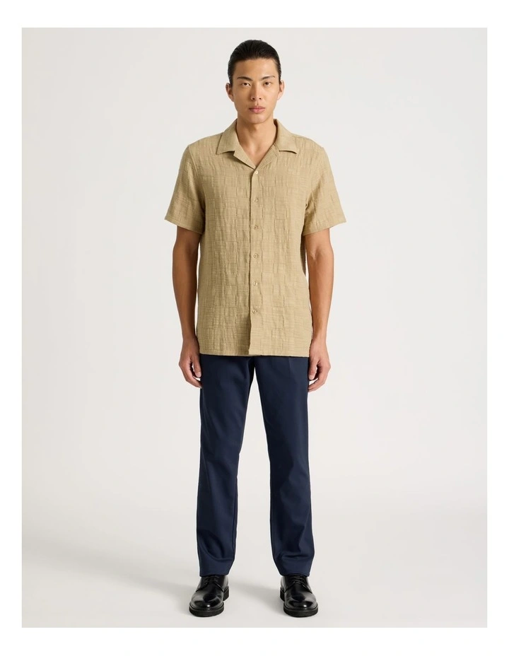Boxy Short Sleeve Jacquard Shirt in Beige image 3
