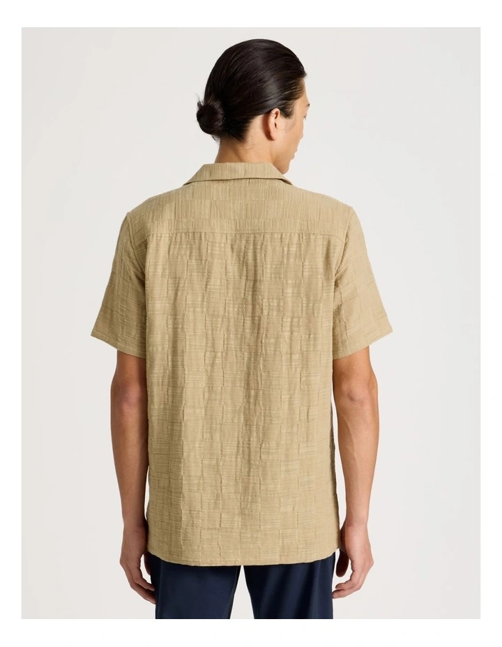 Boxy Short Sleeve Jacquard Shirt in Beige image 6