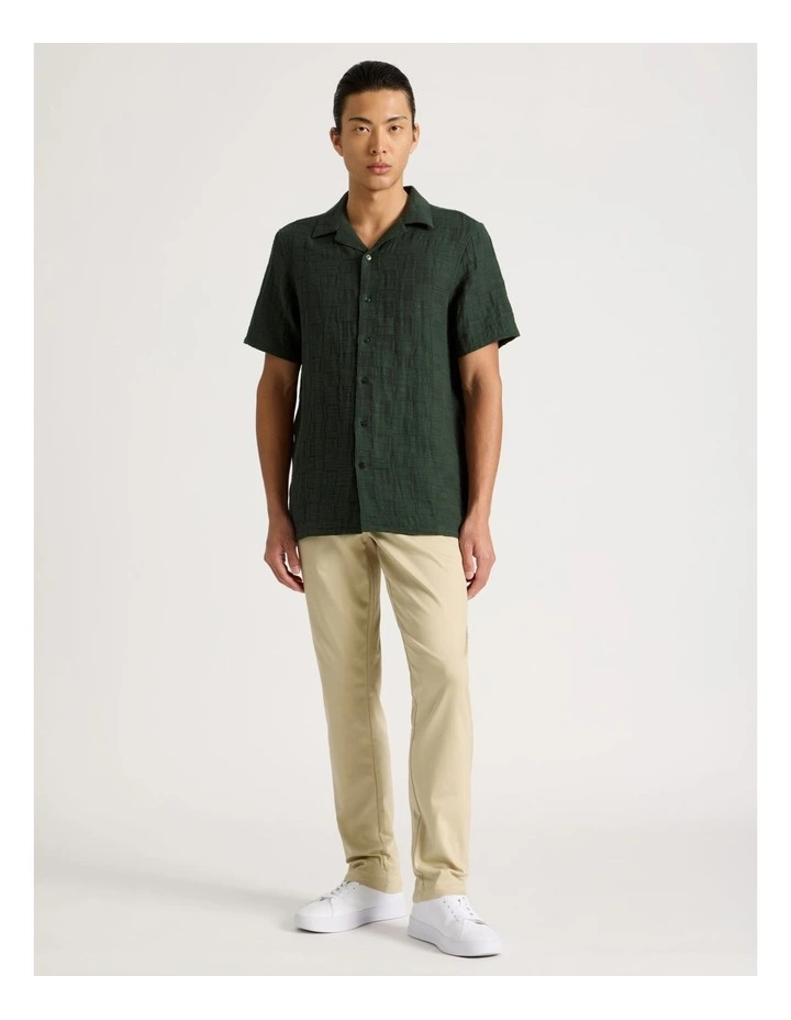 Boxy Short Sleeve Jacquard Shirt in Green image 2