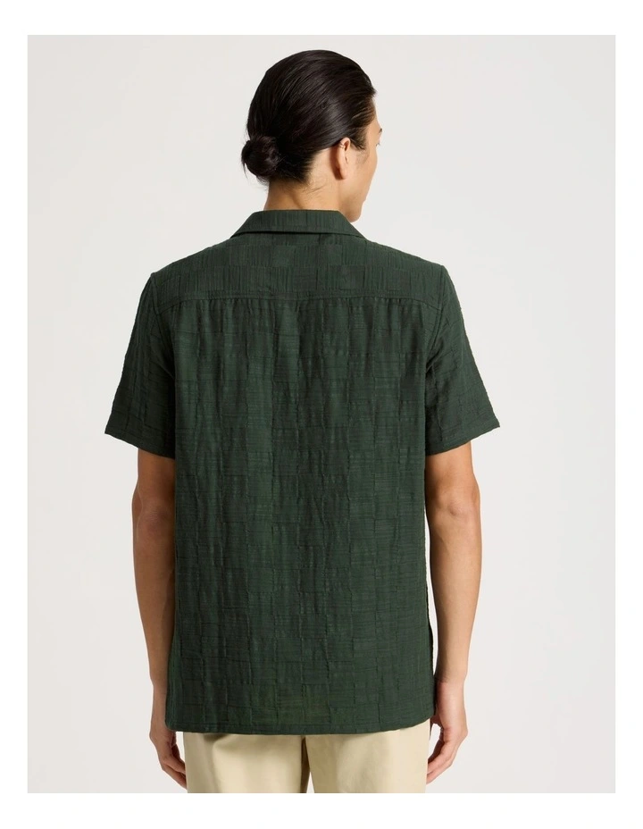 Boxy Short Sleeve Jacquard Shirt in Green image 5