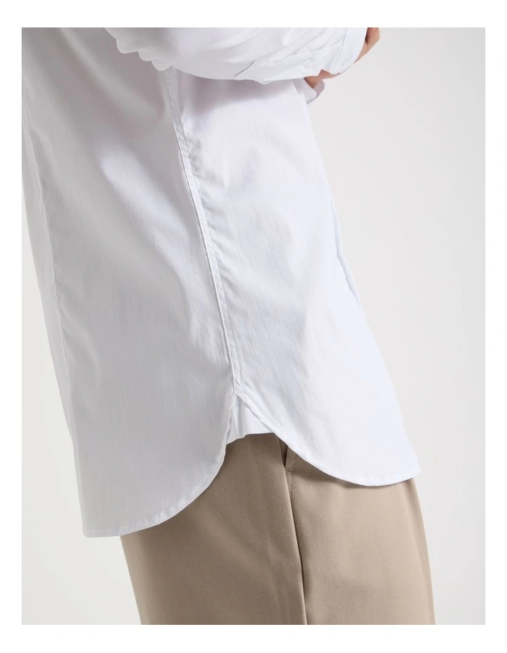 Slim Fit Stretch Long Sleeve Shirt in White image 7