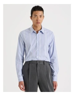 Relaxed Striped Long Sleeve Shirt in Blue