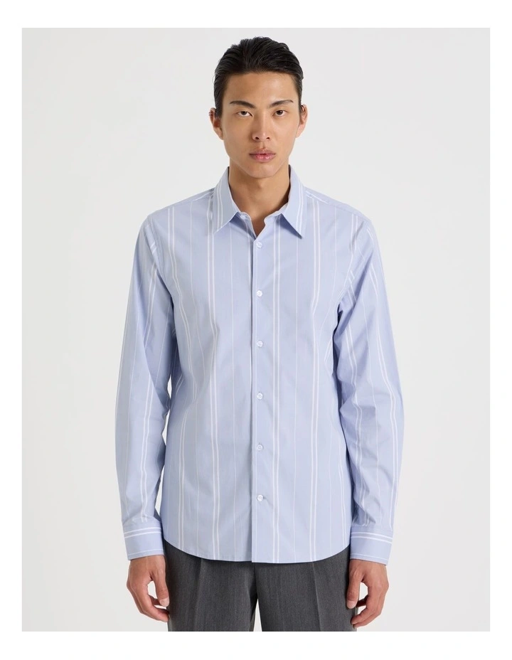 Relaxed Striped Long Sleeve Shirt in Blue image 4