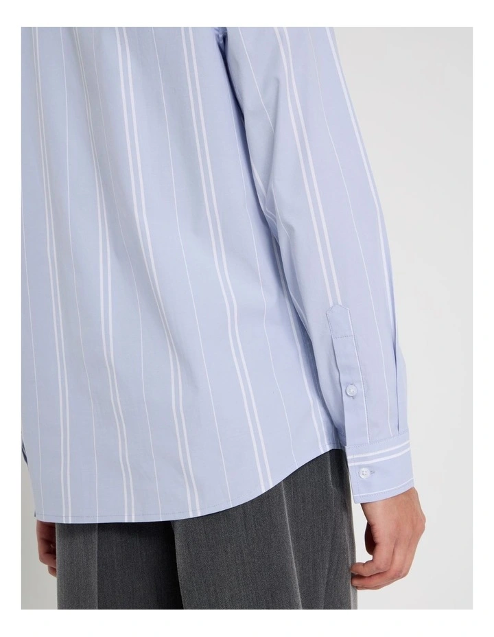 Relaxed Striped Long Sleeve Shirt in Blue image 6