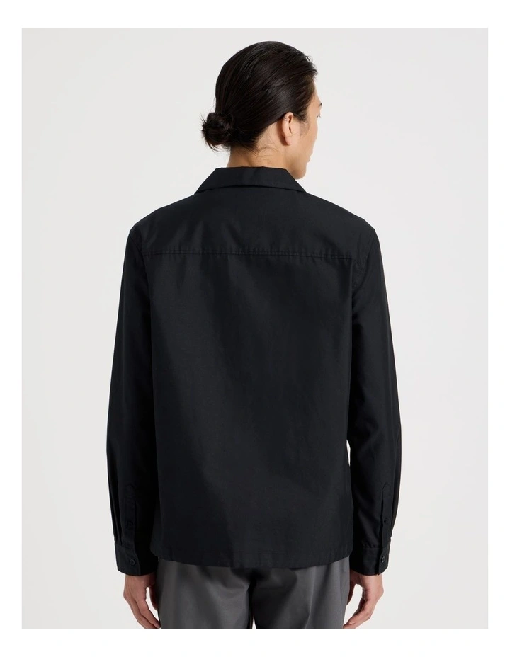 Drawstring Detail Long Sleeve Shirt in Black image 6