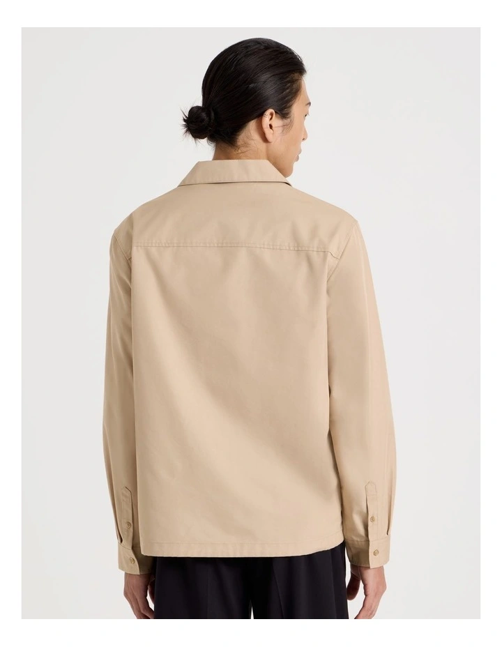 Drawstring Detail Long Sleeve Shirt in Beige image 6